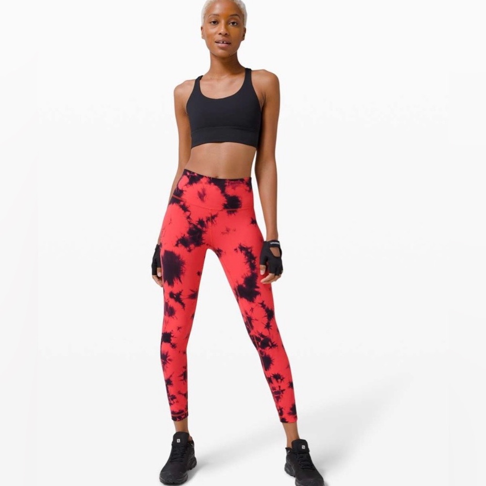 SOLD* lululemon Wunder Train High-Rise Tight 25” - Tie Dye Red & Black - 4